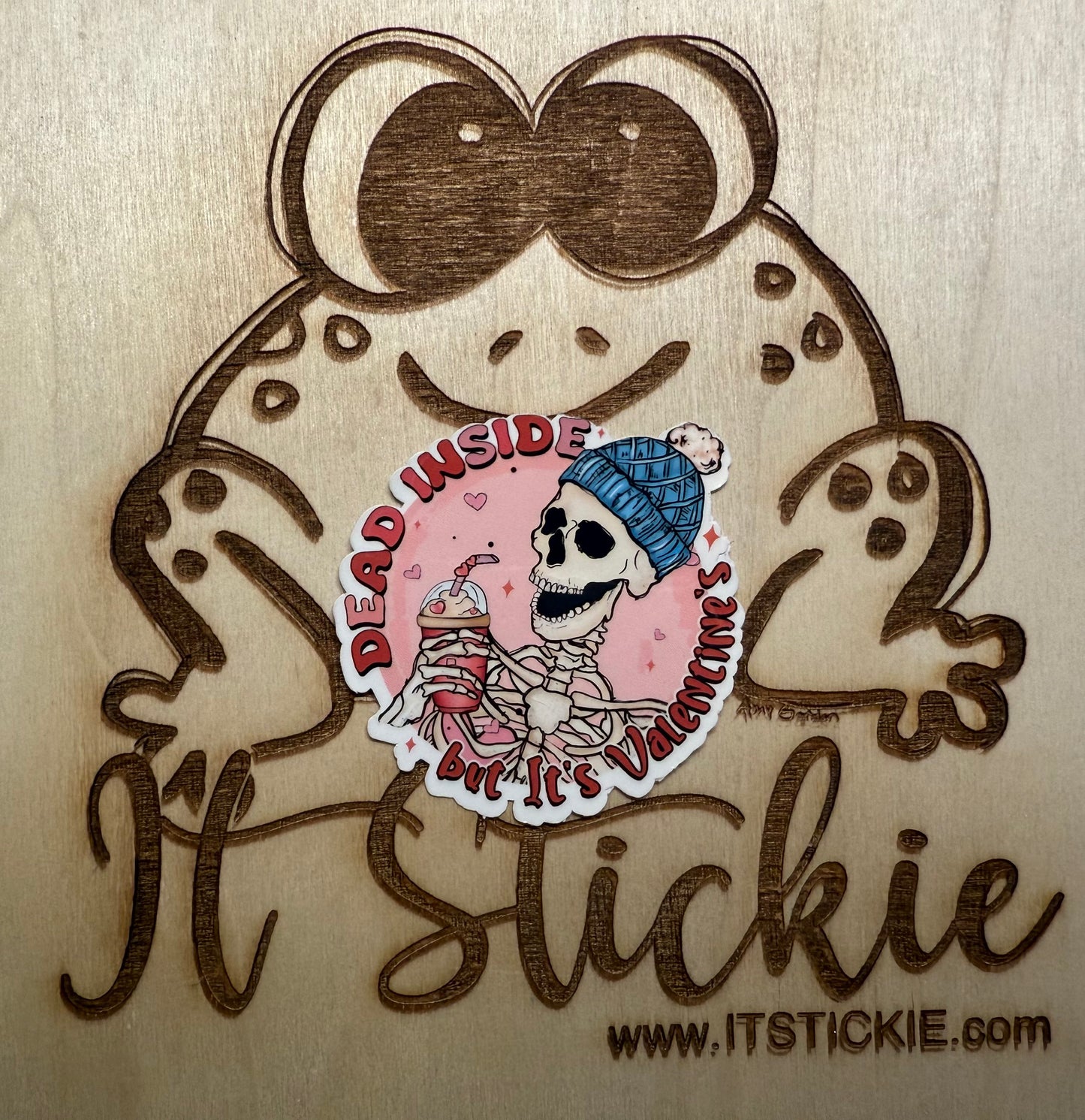 Dead Inside but It's Valentine's skeleton Sticker image 0