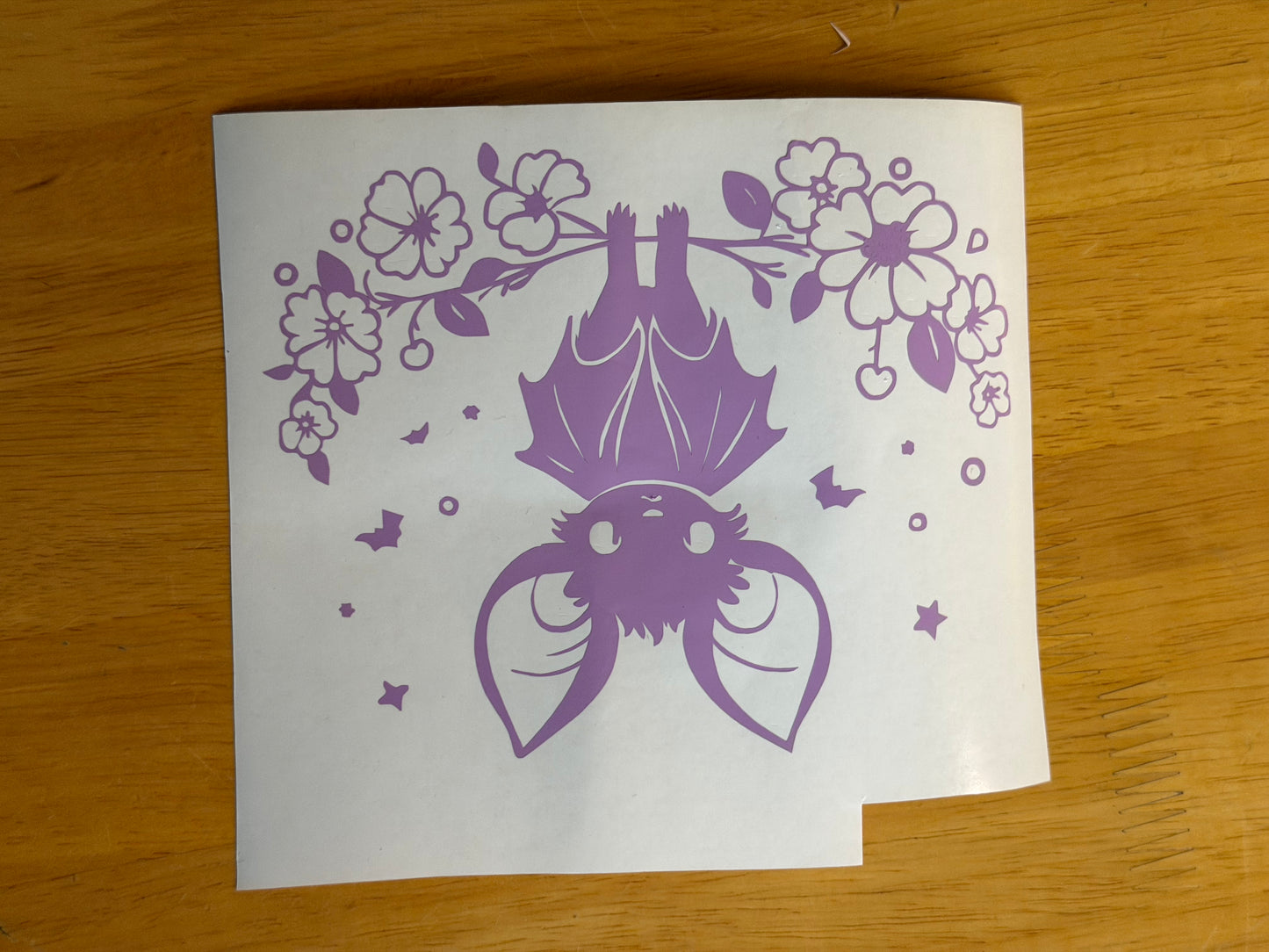 Floral Bat Vinyl Decal – Gothic Nature Sticker – Spooky Cute Laptop, Water Bottle & Car Decal