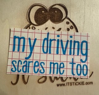 My driving scares me too Decal image 0