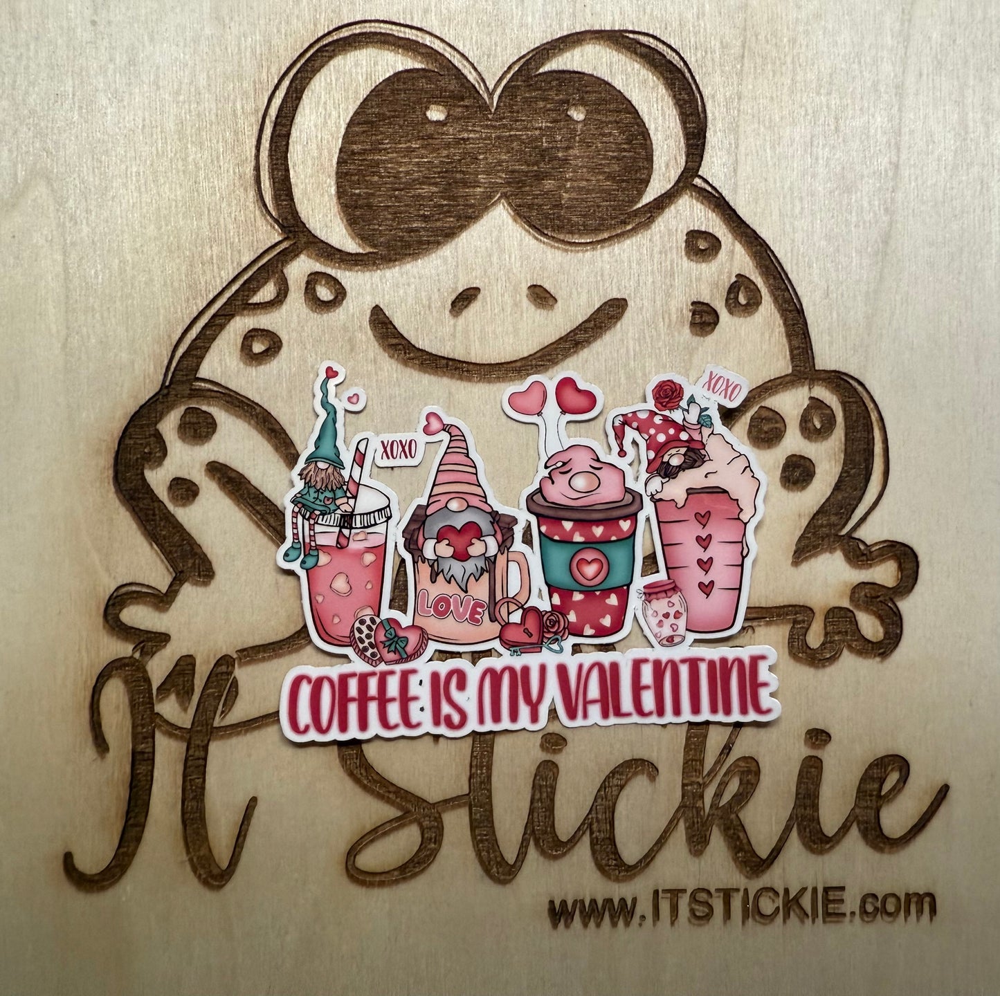 Coffee is my Valentine Gnome Sticker image 0