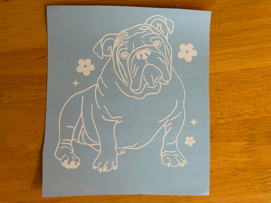 Bulldog Vinyl Decal – Cute Bulldog Sticker – Dog Lover Car, Laptop & Water Bottle Decal