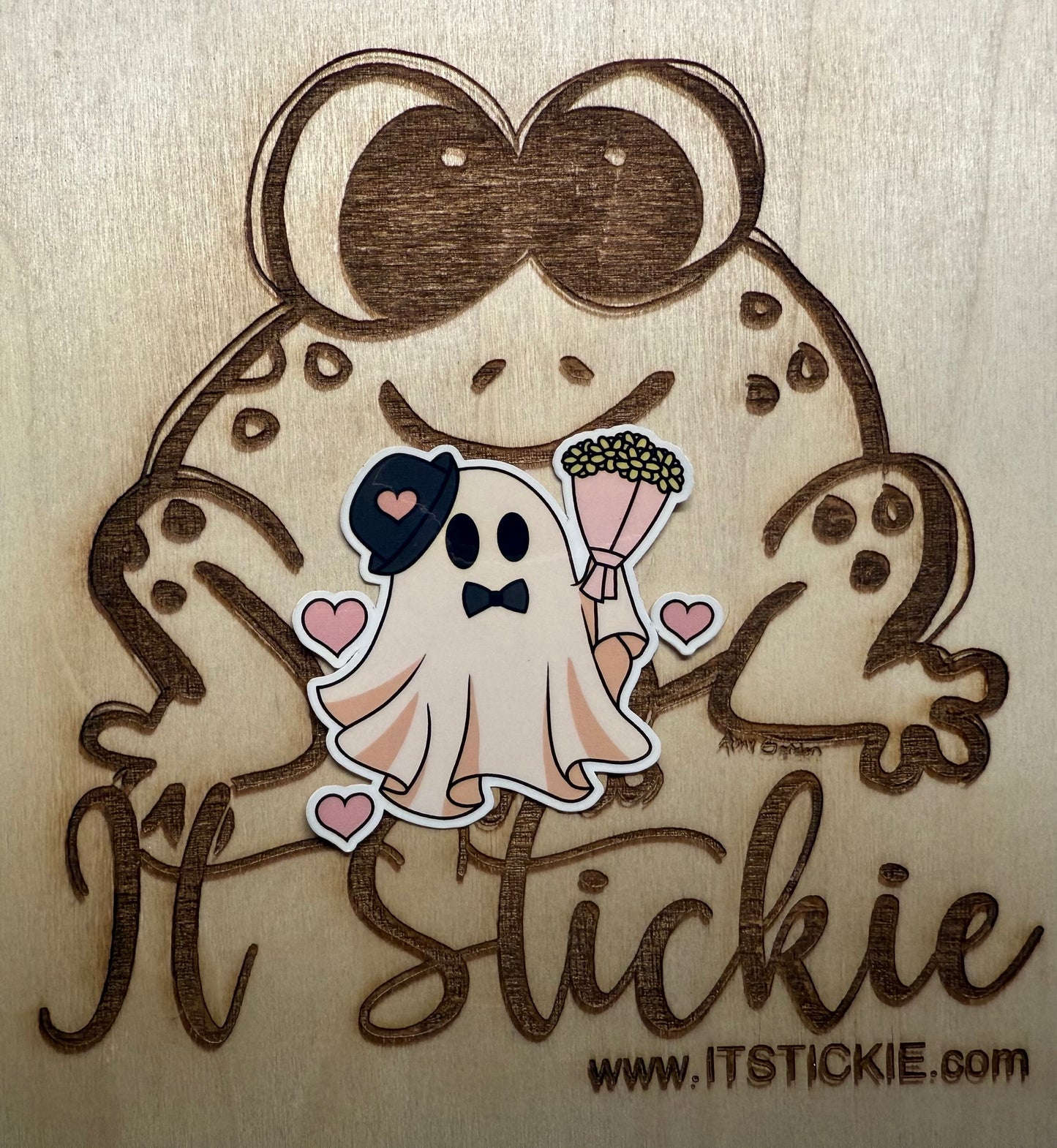 Hearts & Flowers Ghost Sticker image 0