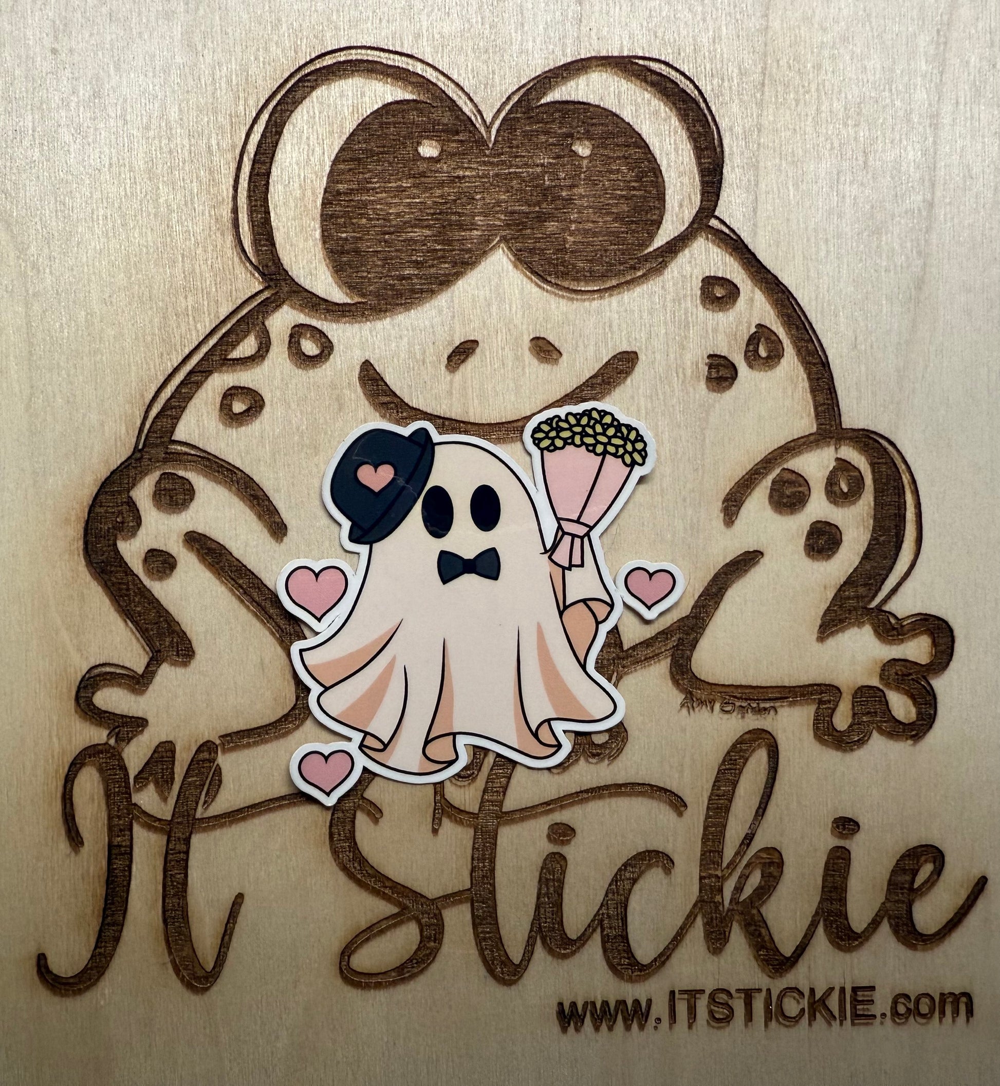 Hearts & Flowers Ghost Sticker image 0