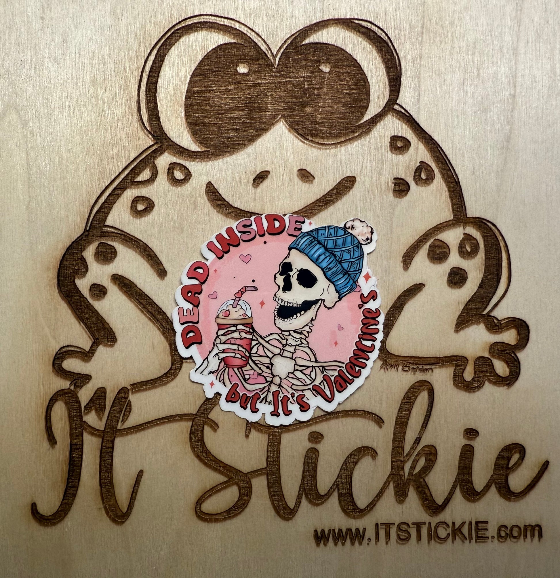 Dead Inside but It's Valentine's skeleton Sticker image 0