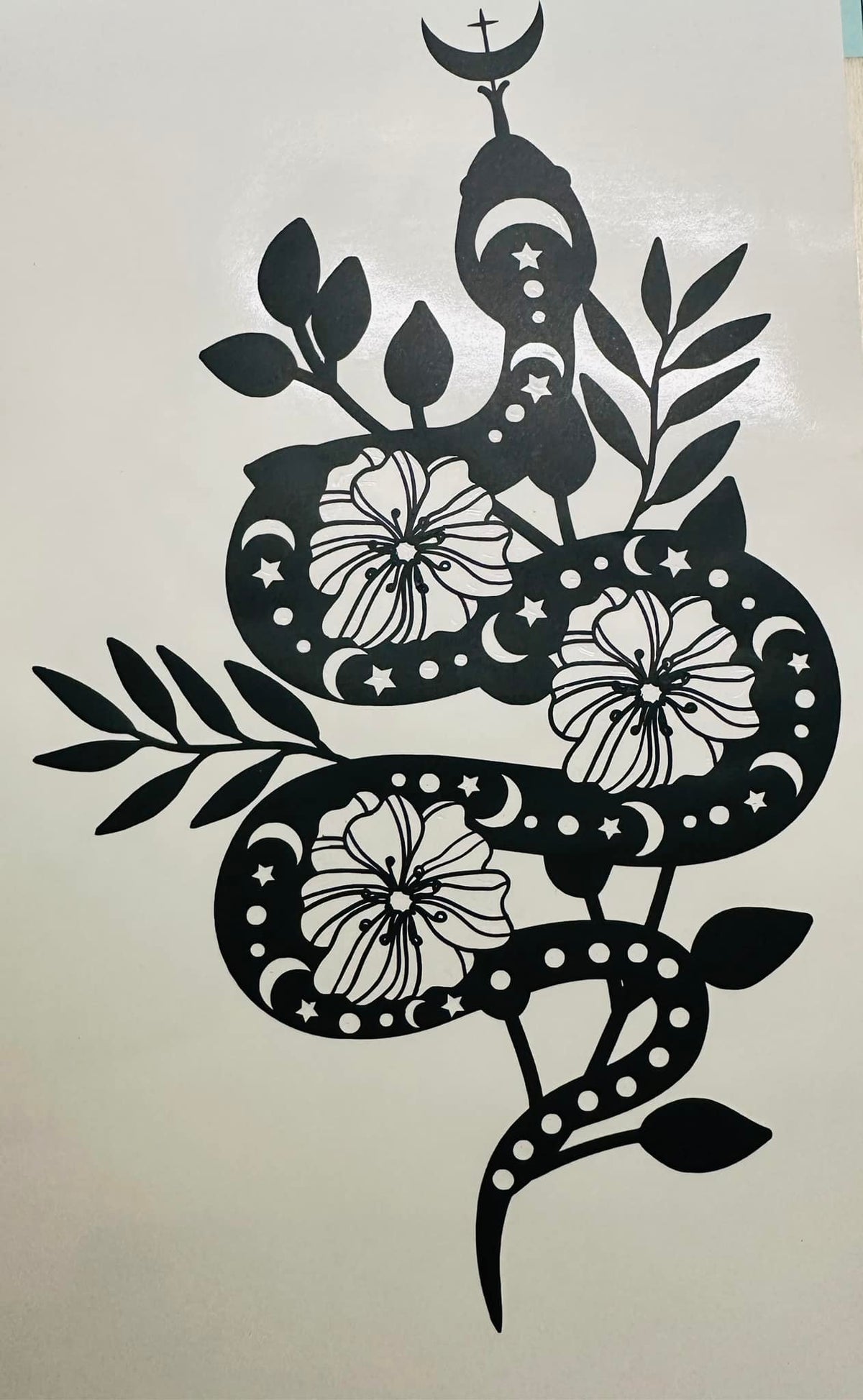 Snake & Flowers Decal, Car Decal, Laptop Sticker, Vinyl Dec image 0