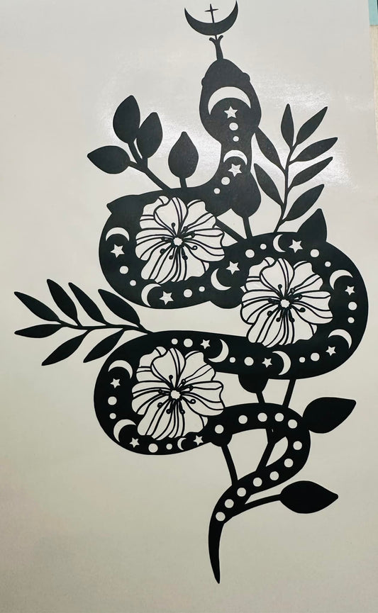 Snake & Flowers Decal, Car Decal, Laptop Sticker, Vinyl Dec image 0