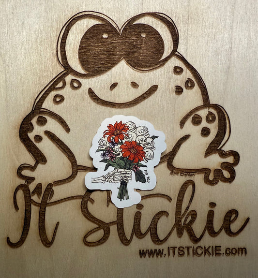 Valentine's Day Flowers Skeleton Heads Sticker image 0