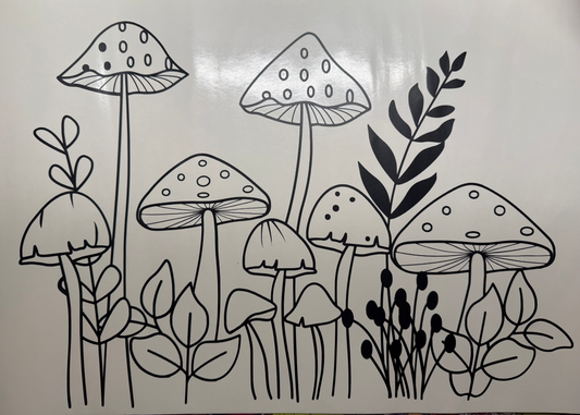 Mushroom Garden Almost Full Window Decal image 0