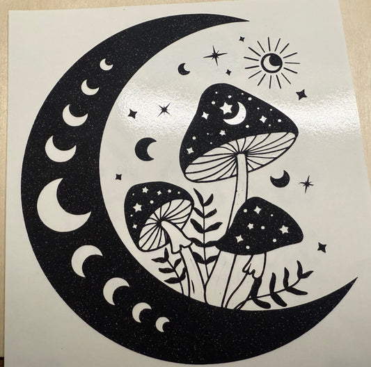Moon and Mushrooms Decal image 0