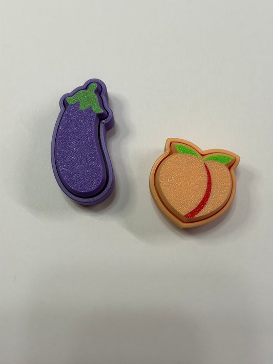 🍑🍆 3D Printed Eggplant & Peach Clickers – Naughty Set