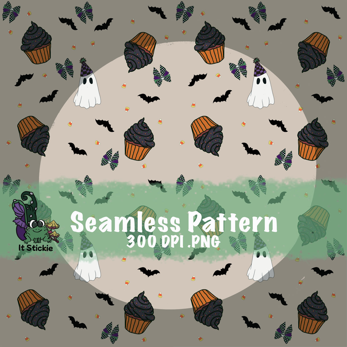 Spooky Sweets & Birthday Treats Hand-Drawn Seamless Pattern Digital Download