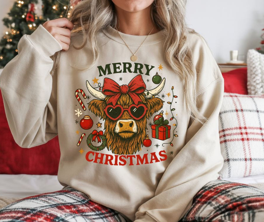 Merry Christmas Highland Cow sweatshirt