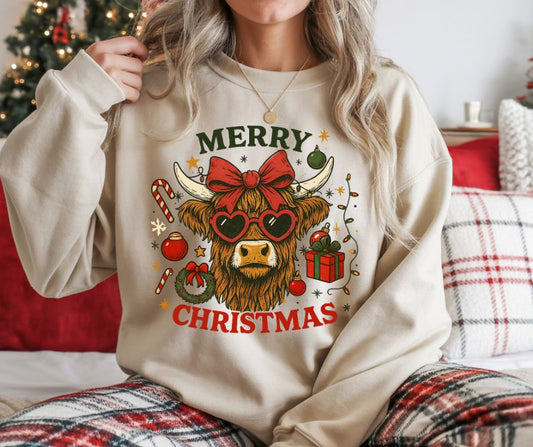 Merry Christmas Highland Cow sweatshirt