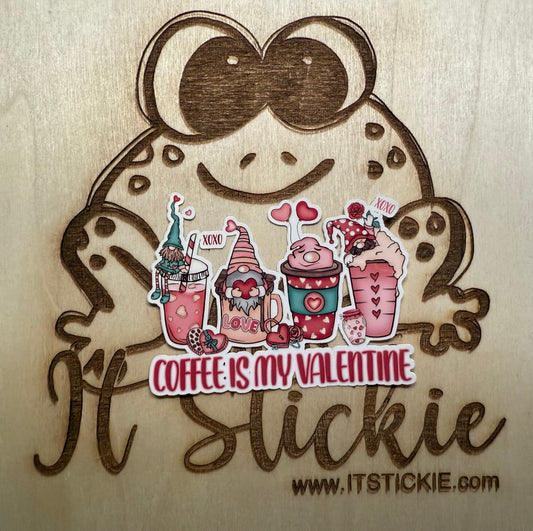 Coffee is my Valentine Gnome Sticker image 0
