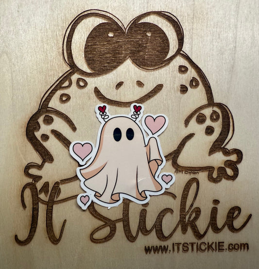 Hearts Ghost Sticker image 0