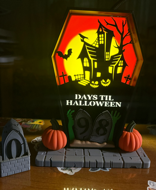 Light-Up Halloween Countdown – 3D Printed Limited Edition Spooky Timer image 0